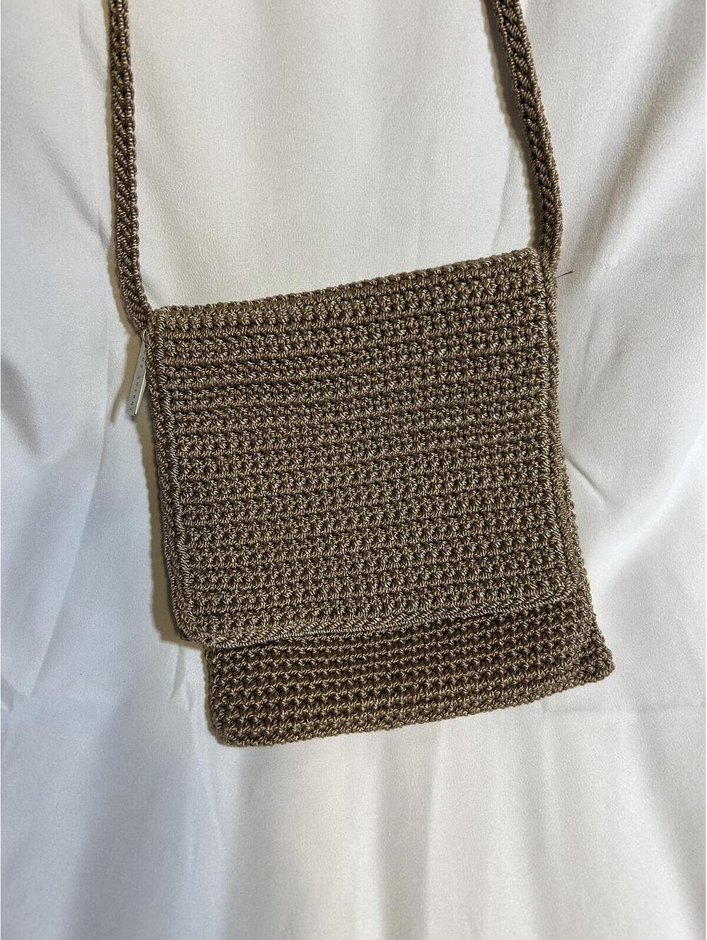 The Sak Crochet Crossbody Bag Taupe Knit Boho Small Shoulder Purse